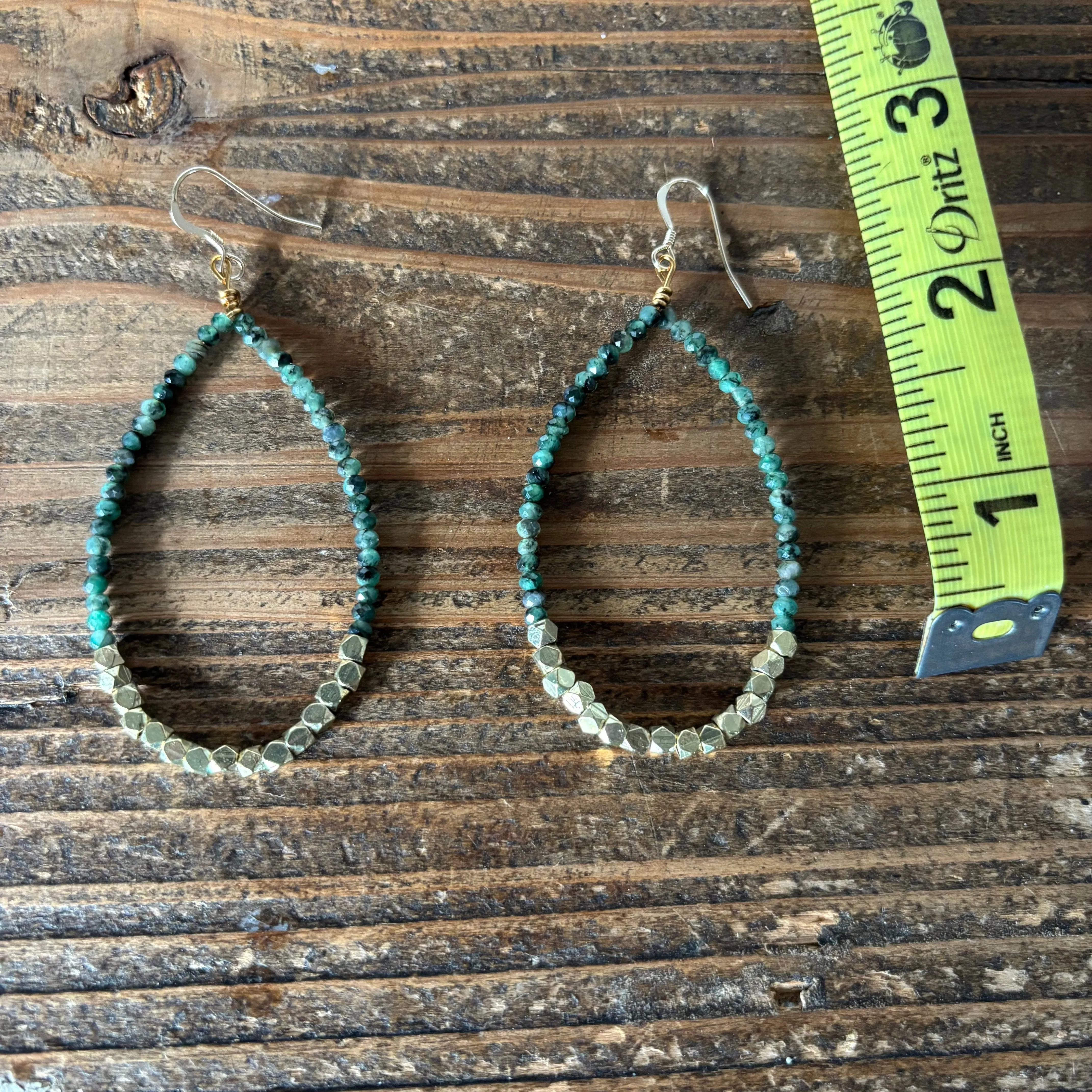 Large Gold Emerald Earrings