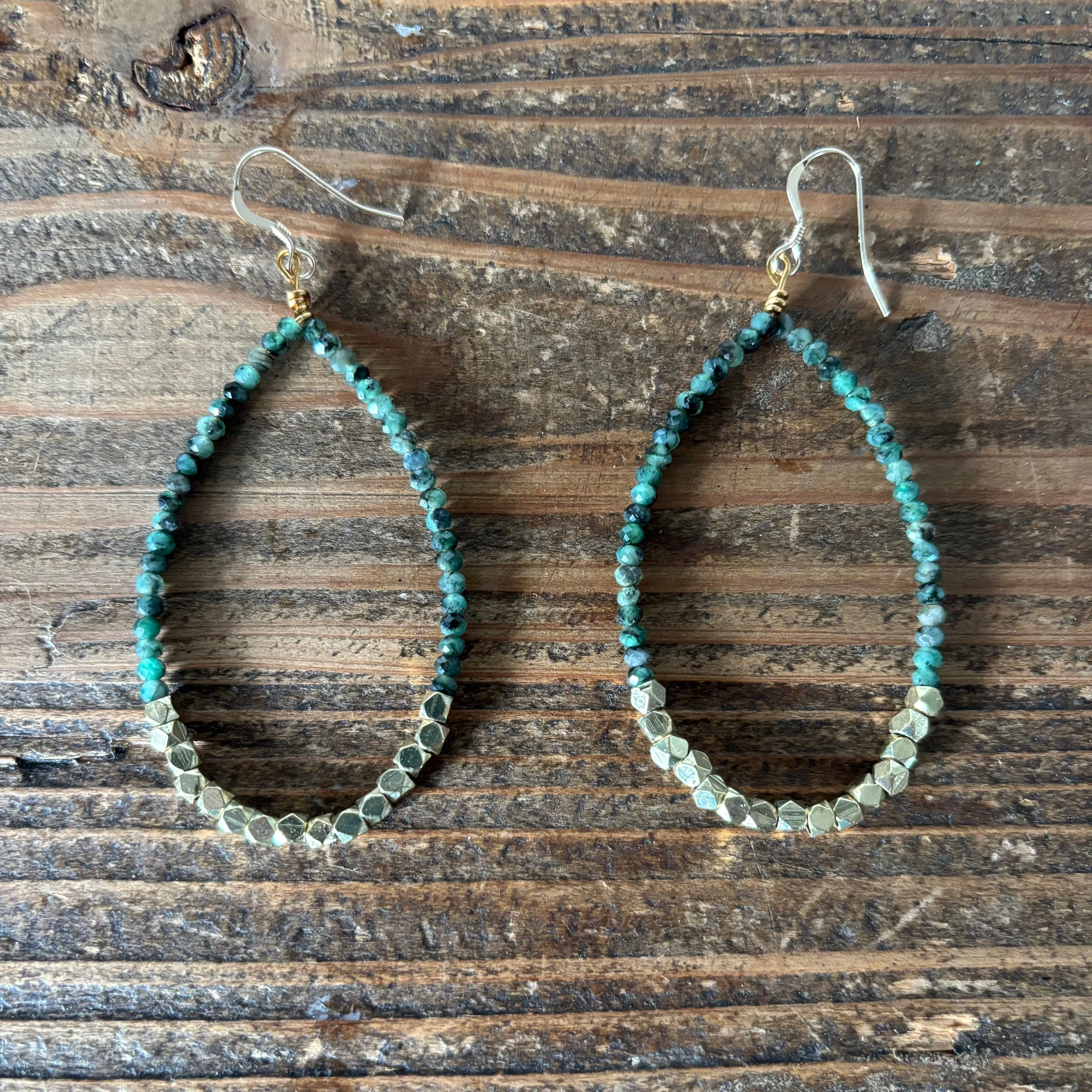 Large Gold Emerald Earrings