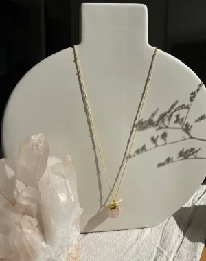 Large Raw Rose Quartz Necklace | Heart Space