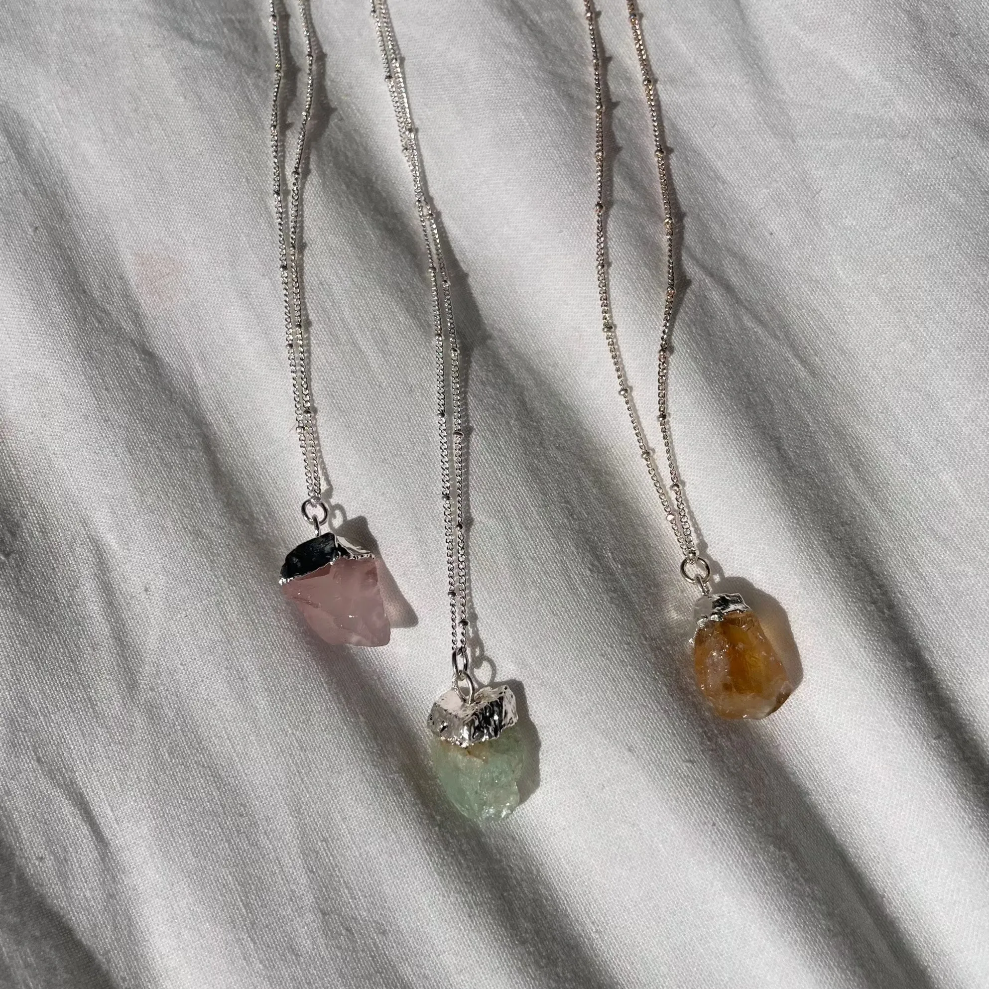 Large Raw Rose Quartz Necklace | Heart Space