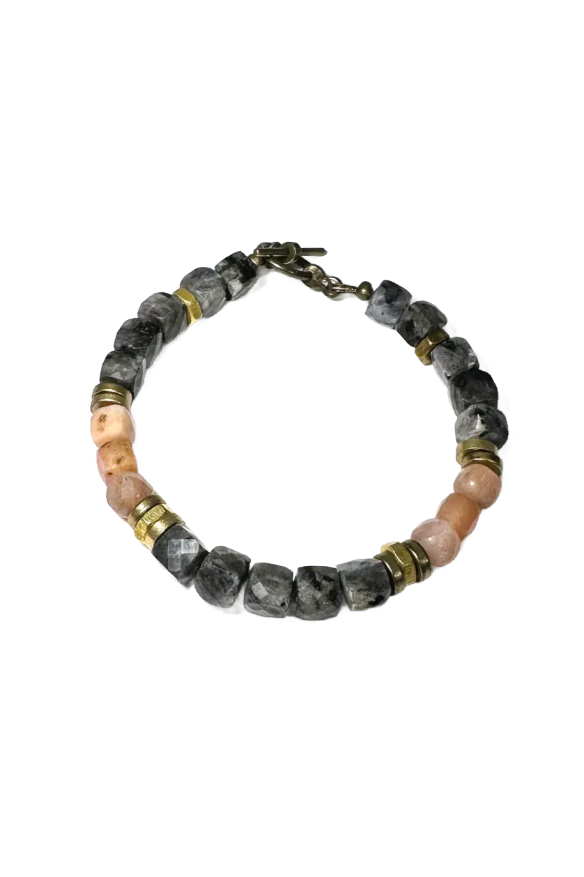 Lavarkite & Peach Moonstone Cubed Braclet