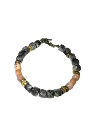 Lavarkite & Peach Moonstone Cubed Braclet