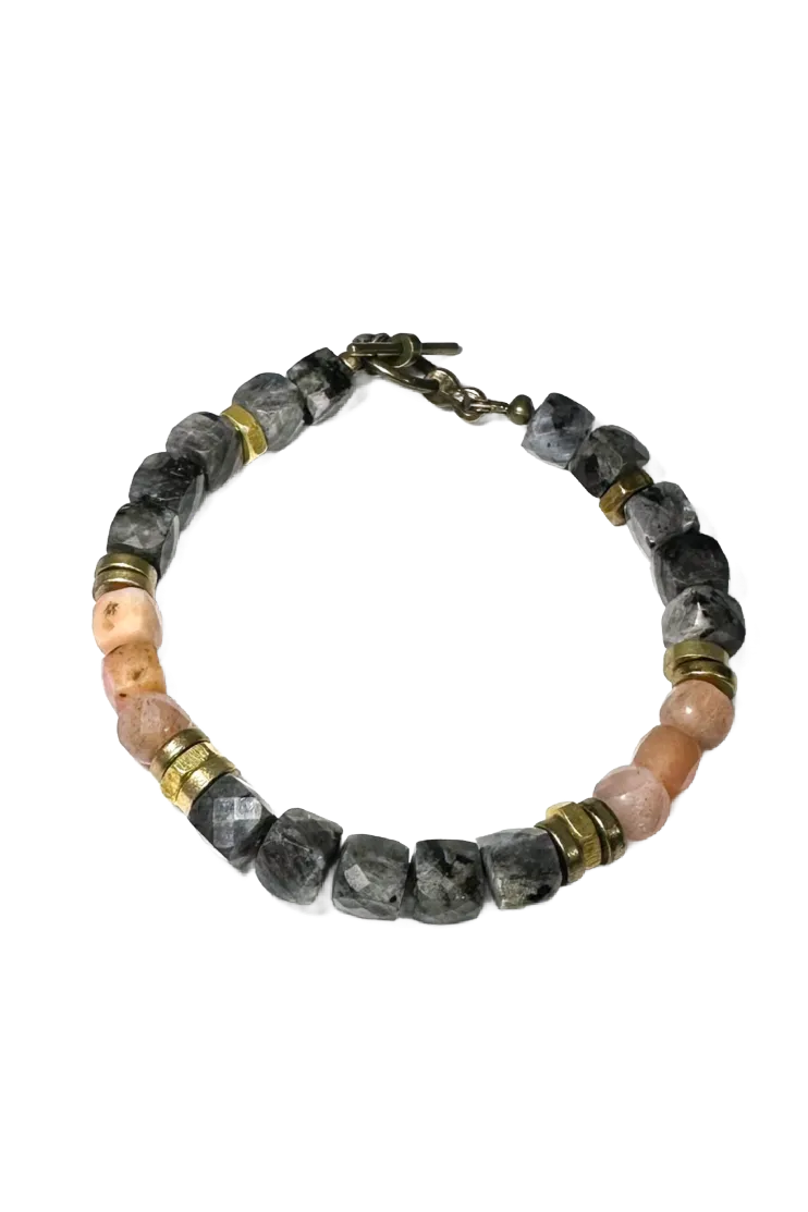 Lavarkite & Peach Moonstone Cubed Braclet