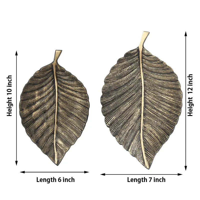 Leafy Affair Black & Gold Tray | Set Of 2