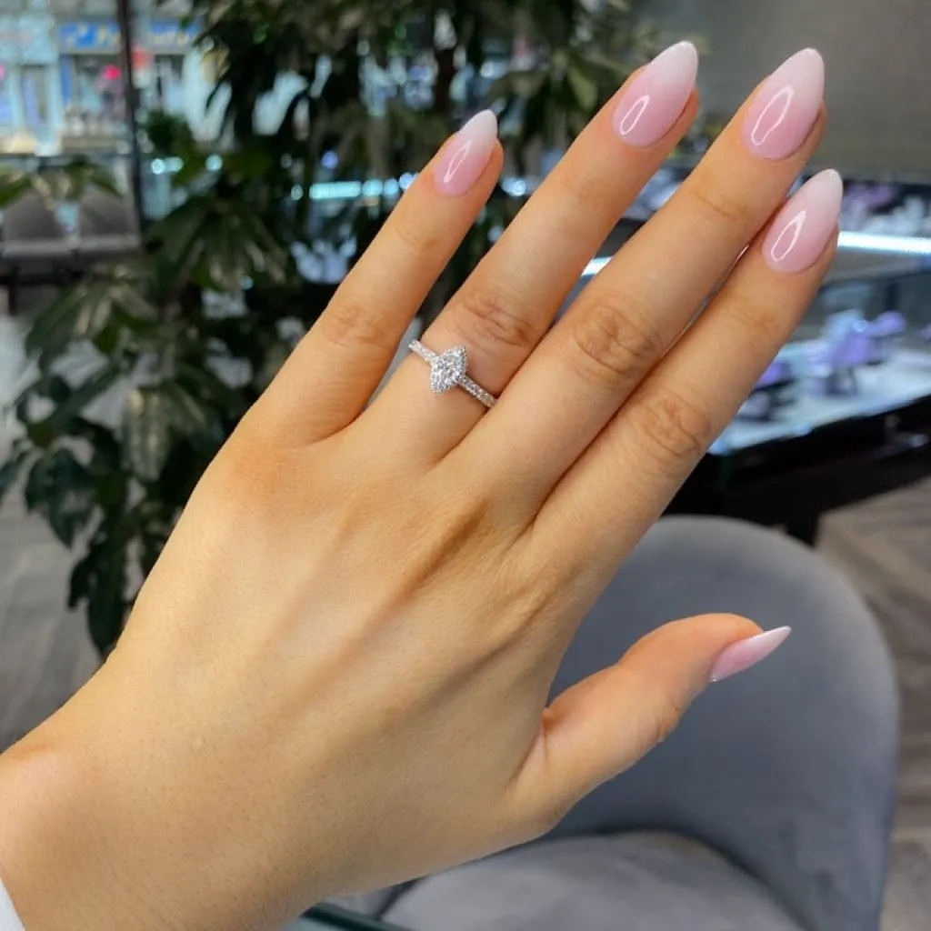 LEAH 0.70ct | Marquise Halo Diamond Set in 18ct White Gold
