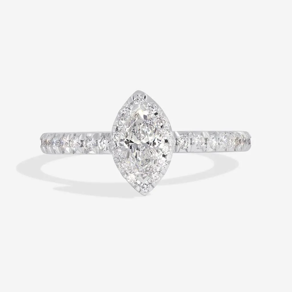 LEAH 0.70ct | Marquise Halo Diamond Set in 18ct White Gold