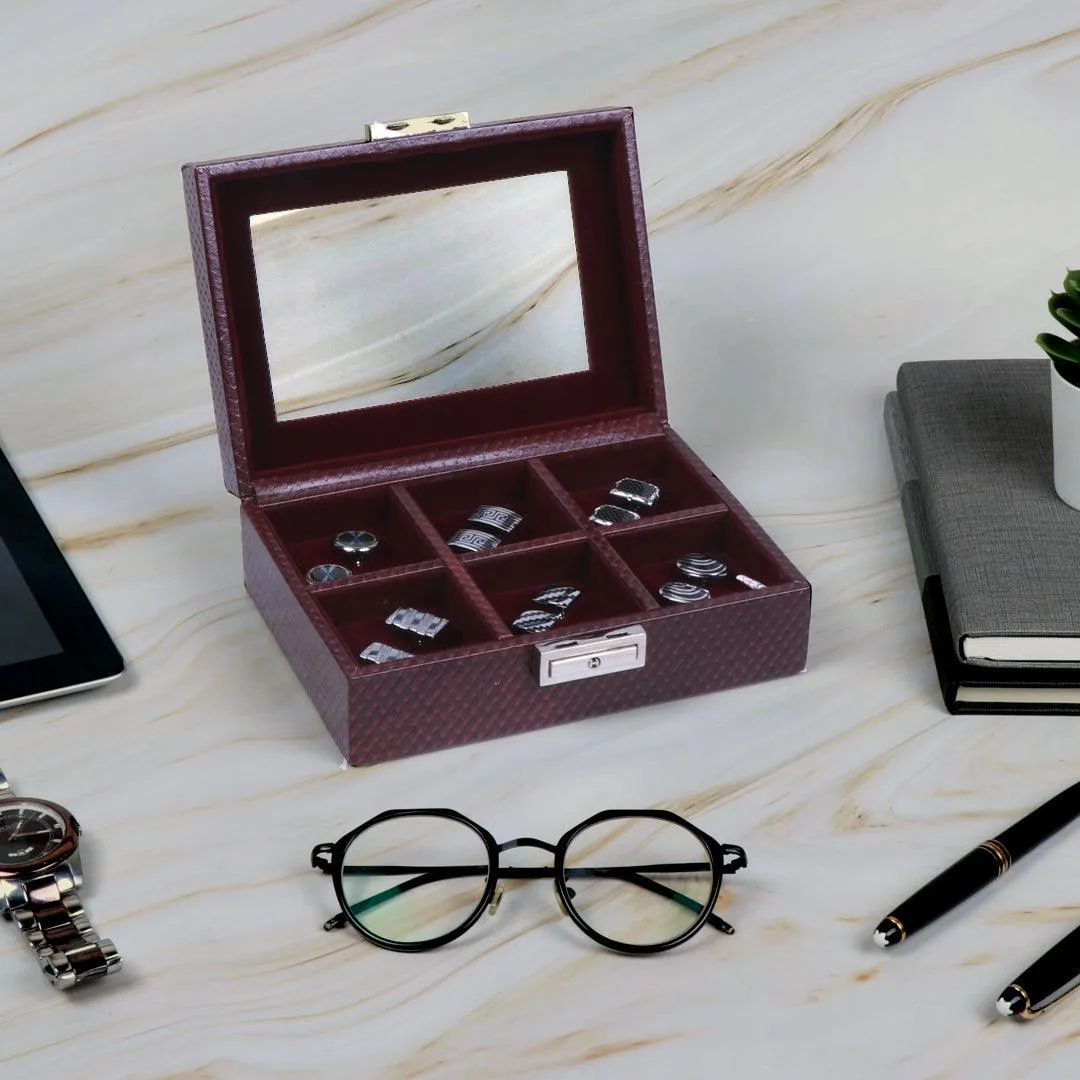 Leather Cufflink's  Box ( 6 Pairs)