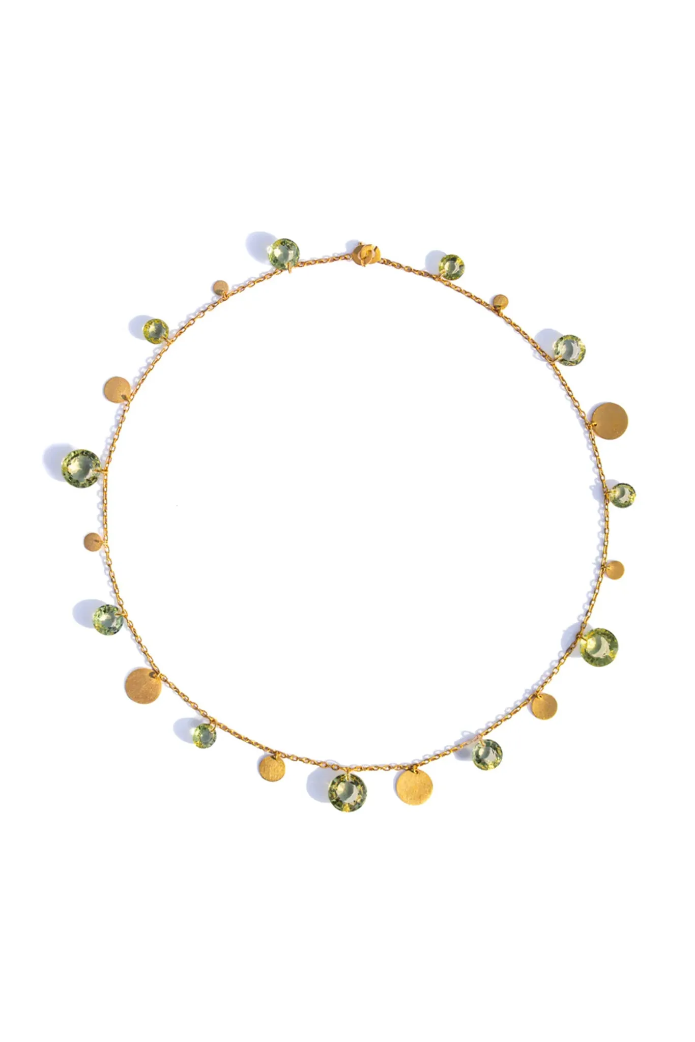 Lemon Quartz & Sequin Necklace