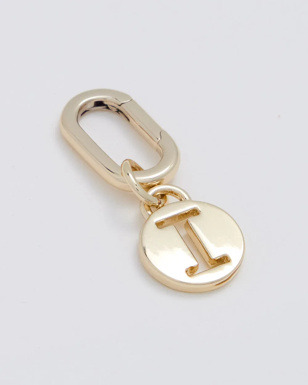 Letter I Charm with Oval Hinge Ring Clip