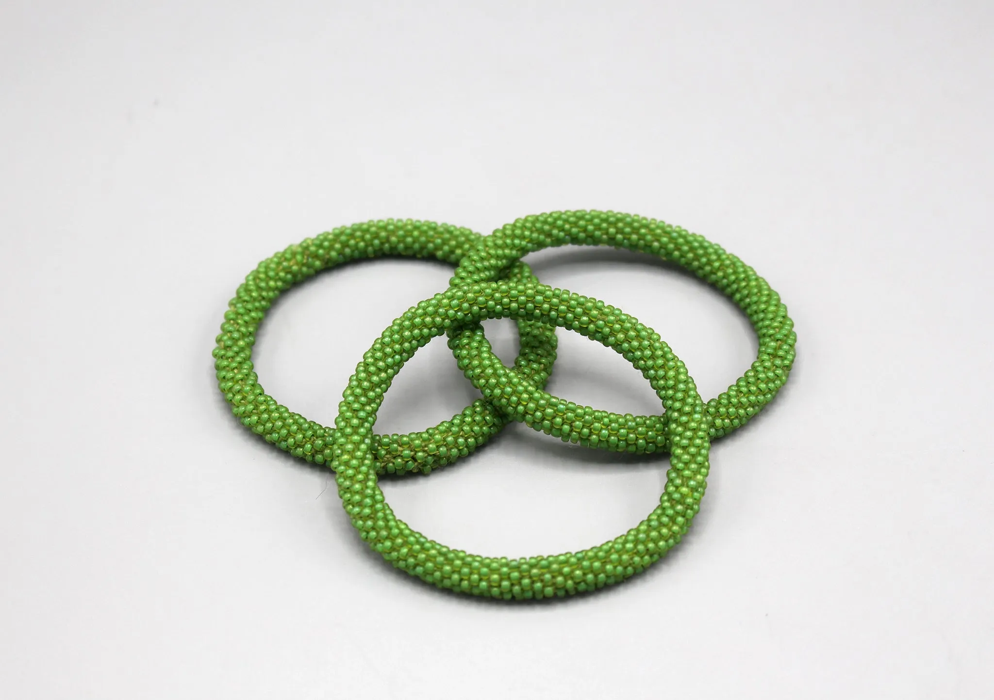 Light Green Glass Beads Roll on Bracelet