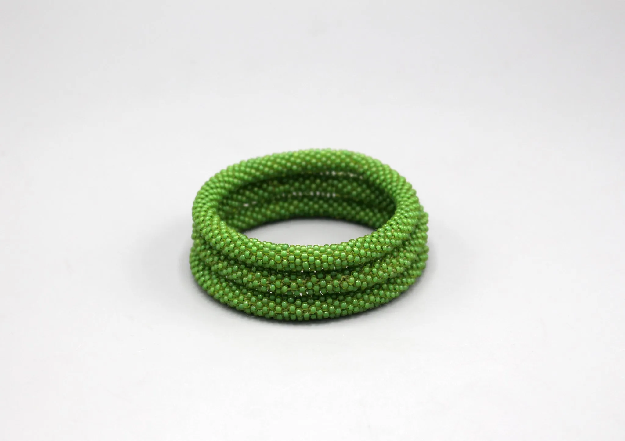 Light Green Glass Beads Roll on Bracelet