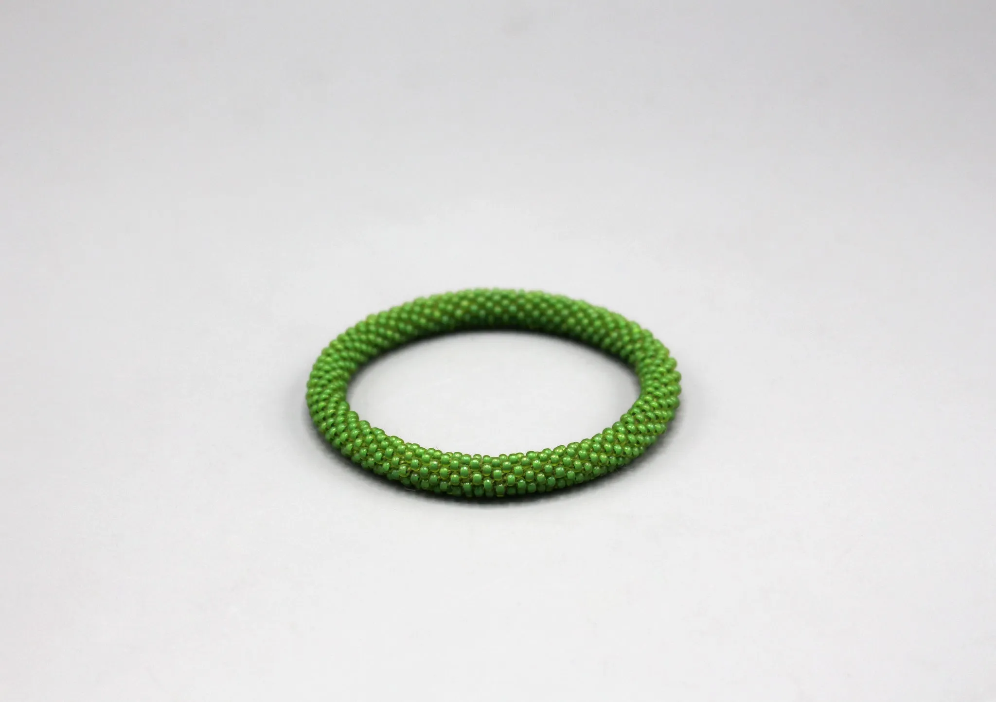 Light Green Glass Beads Roll on Bracelet