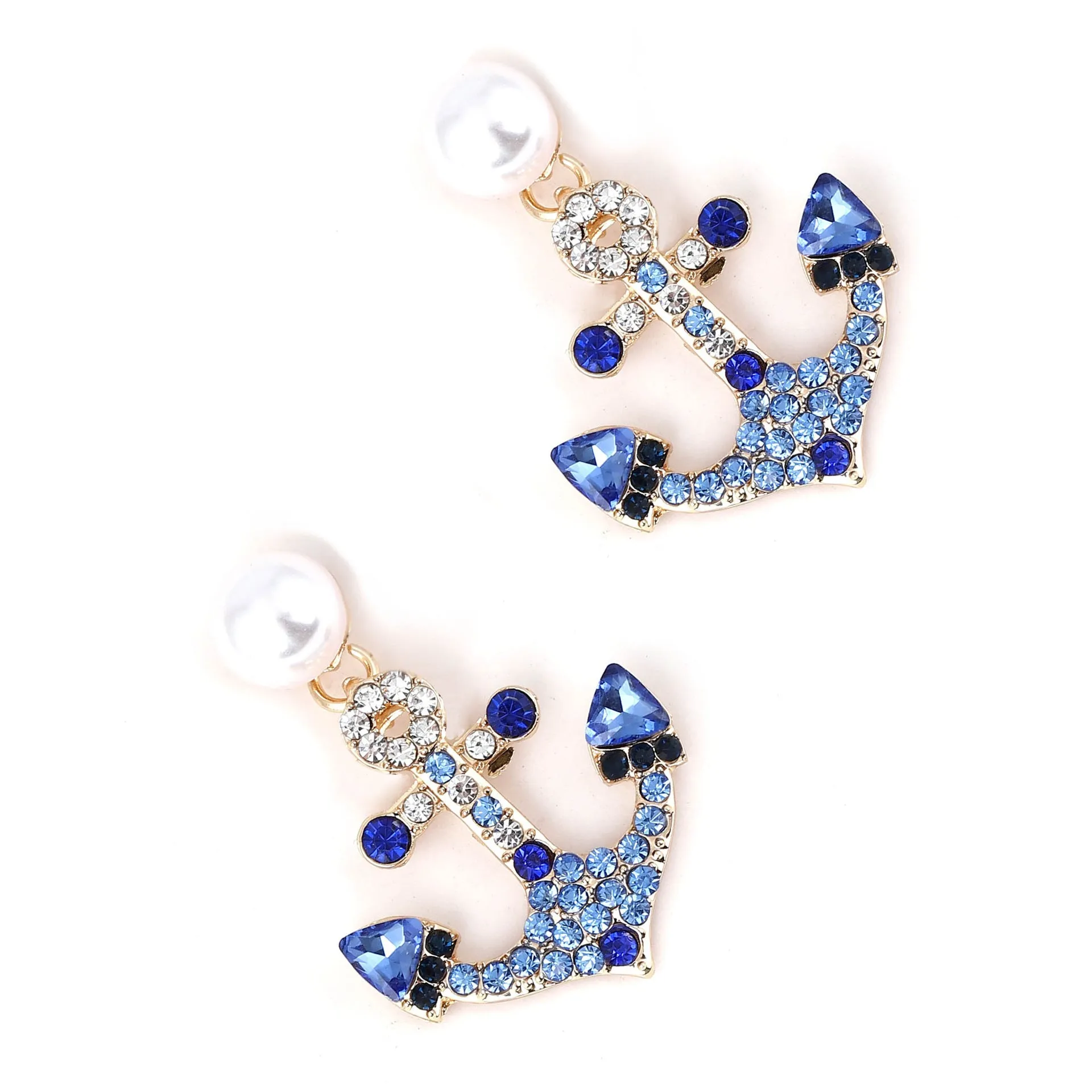 Loookus - Boat Anchor Pearl Earrings