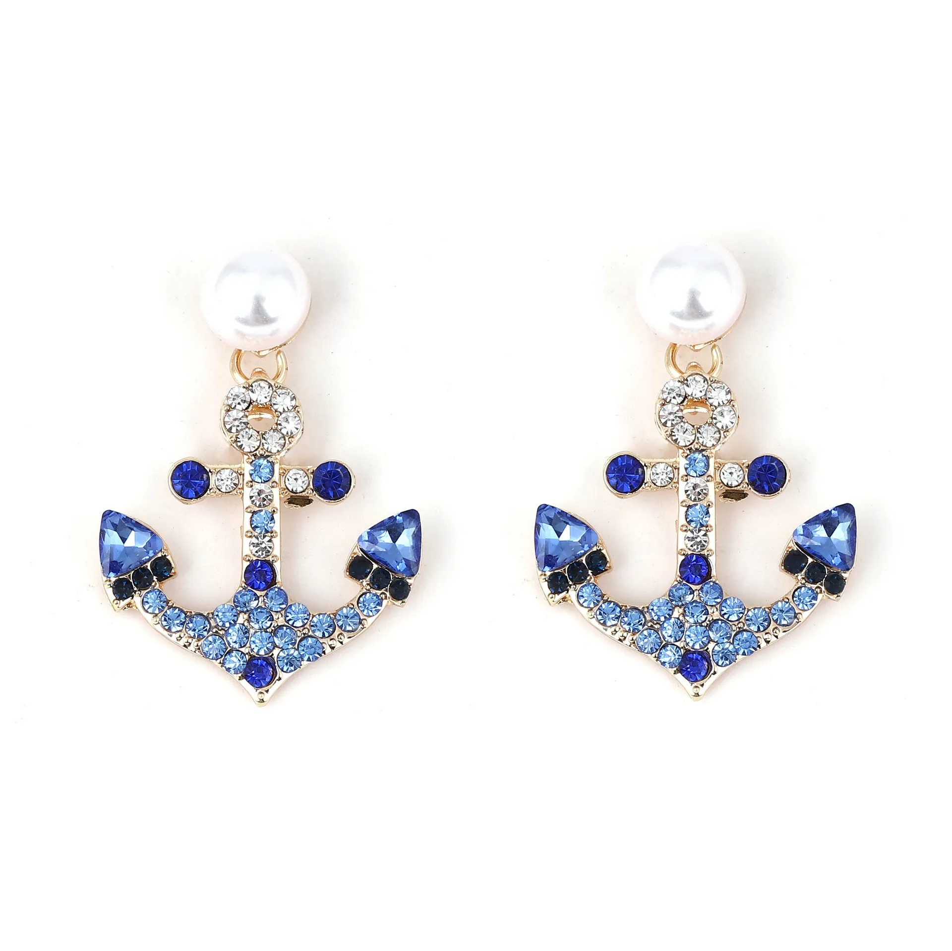 Loookus - Boat Anchor Pearl Earrings