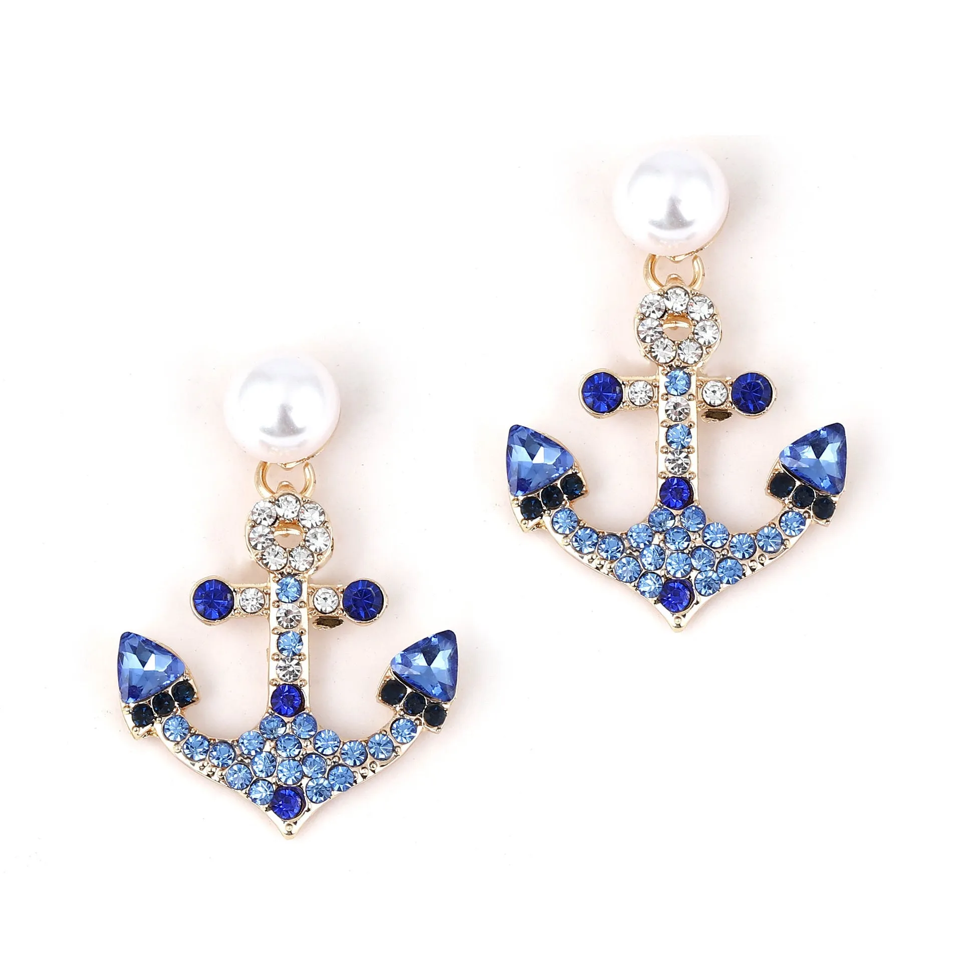 Loookus - Boat Anchor Pearl Earrings
