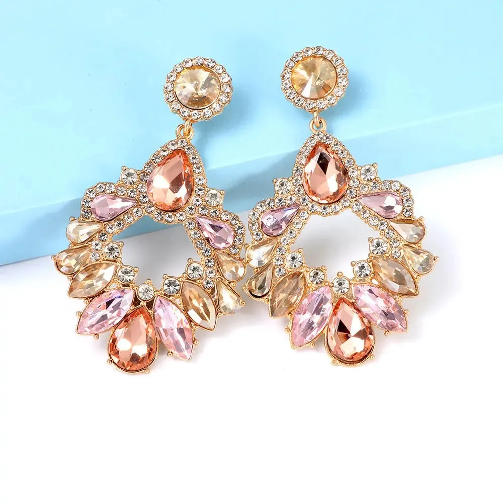 LOVCIA Chic Geometric Rhinestone Studded Alloy Earrings