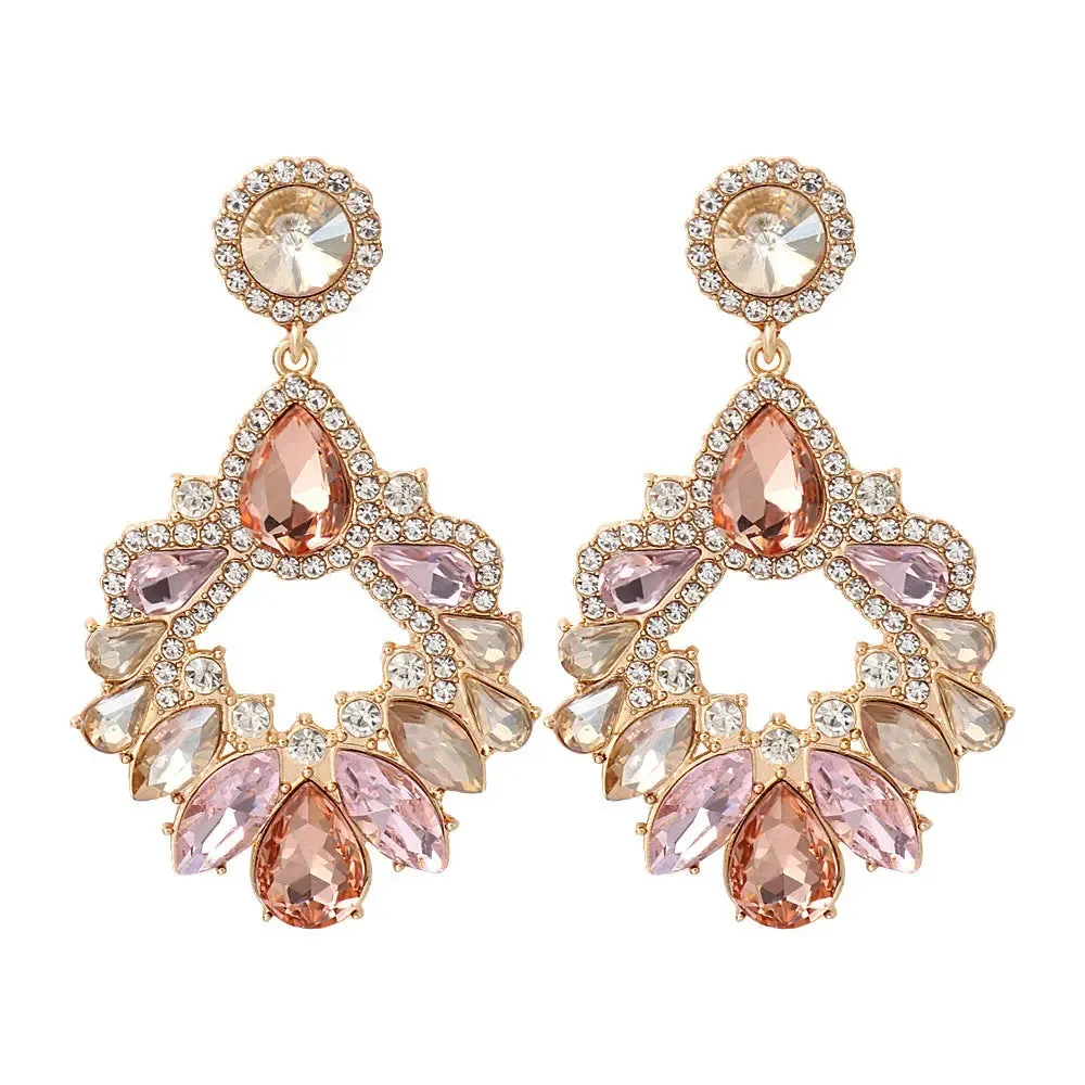 LOVCIA Chic Geometric Rhinestone Studded Alloy Earrings