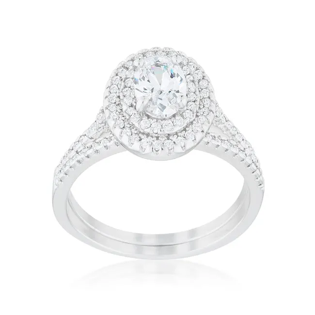LOVCIA Signature Chic Elegant Oval Cut Wedding Ring Set