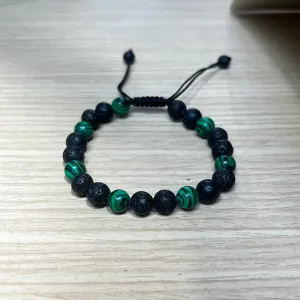 Man Bracelet Malachite/ Lava Stone
