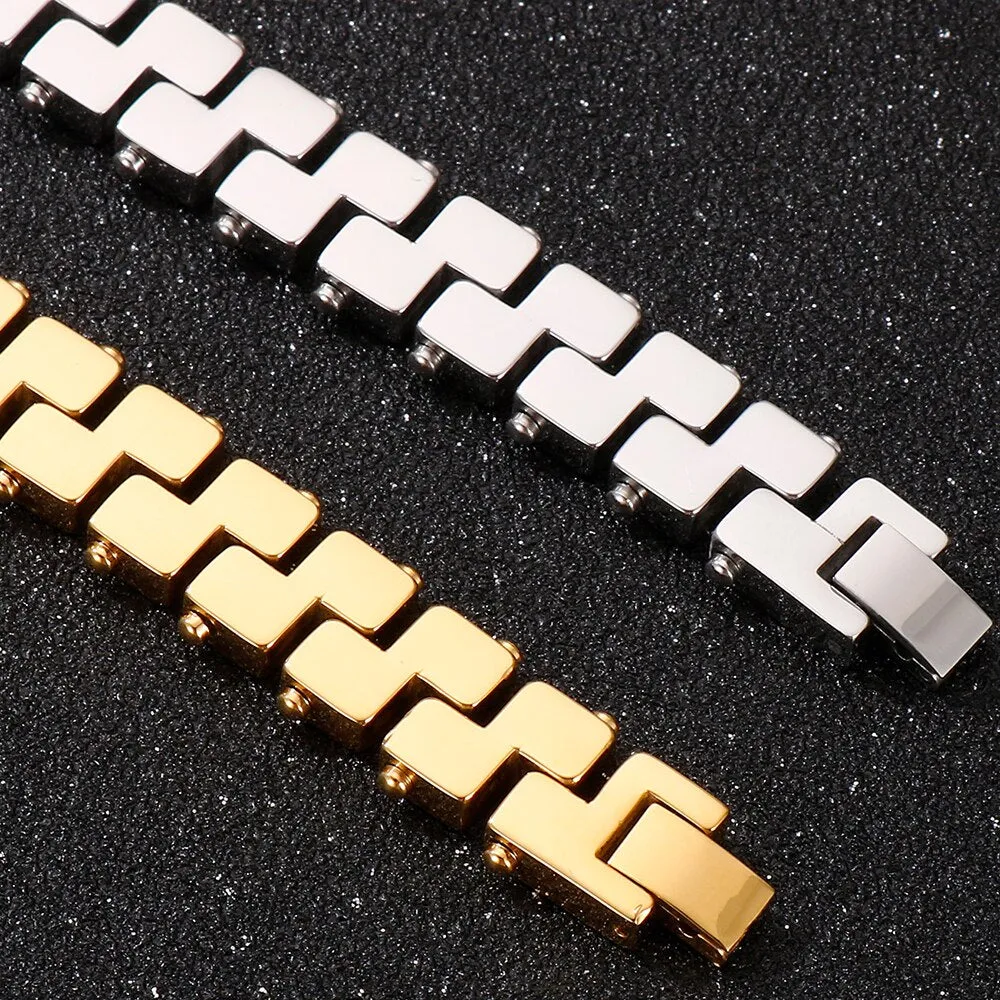Man Bracelet Men's In Gold Plated Stainless Steel Chain Wrist Bracelets