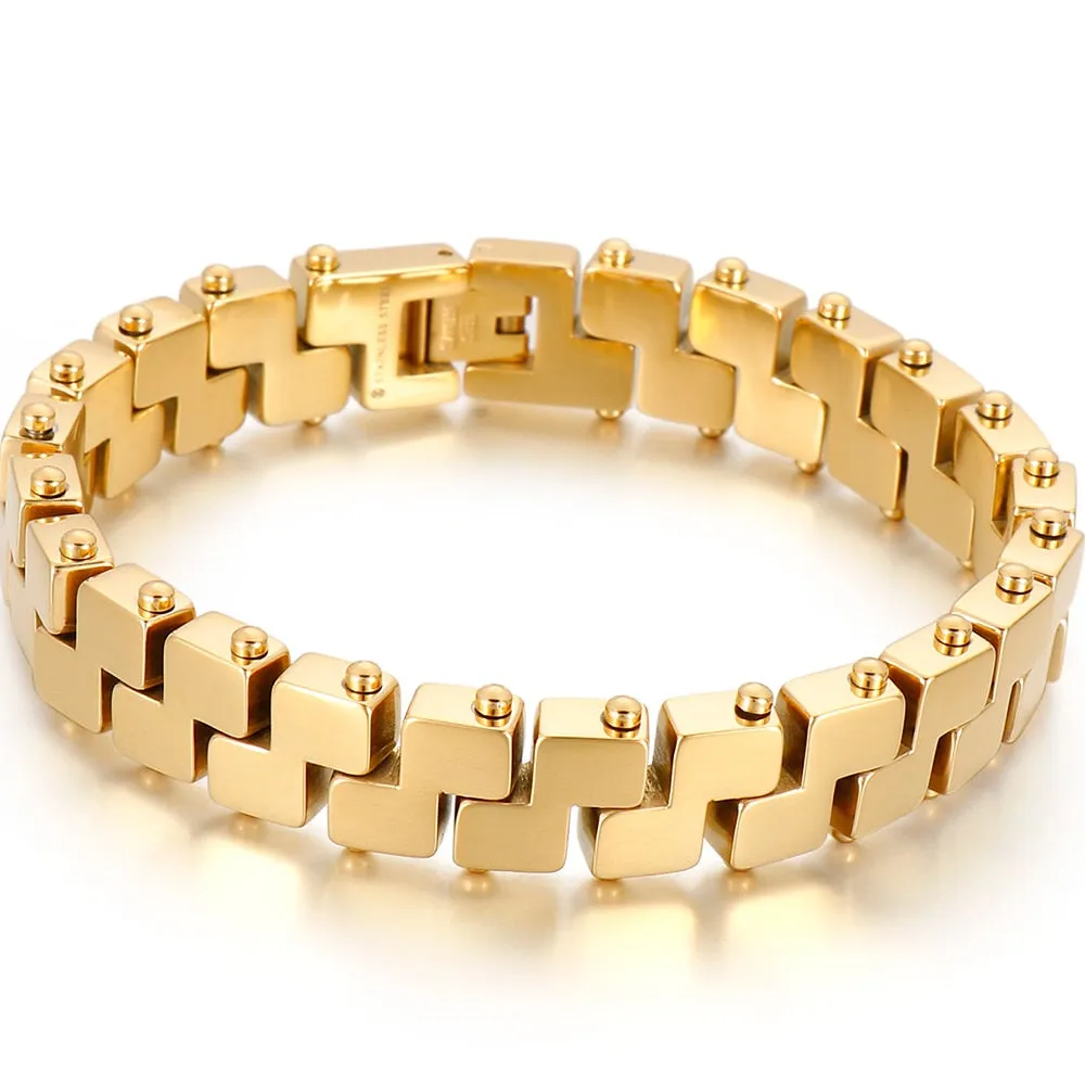 Man Bracelet Men's In Gold Plated Stainless Steel Chain Wrist Bracelets