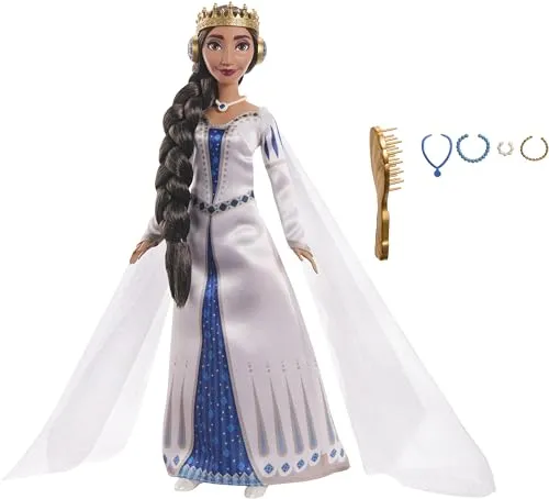 Mattel Disney Wish Queen Amaya of Rosas Fashion Doll, Posable Doll in Removable Outfit & Shoes with Accessories