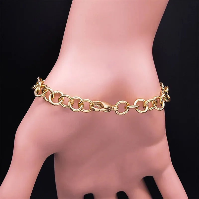 Medical Alert ID Chain Bracelet Gold Color Stainless Steel Emergency Reminder Charm Bracelets
