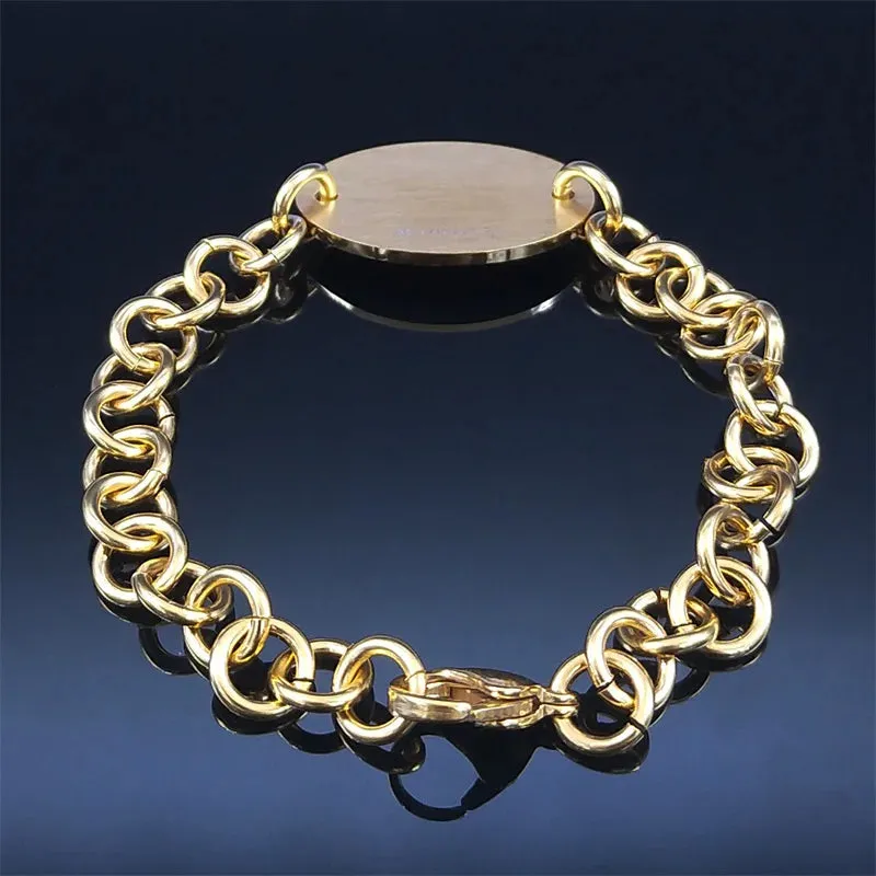Medical Alert ID Chain Bracelet Gold Color Stainless Steel Emergency Reminder Charm Bracelets
