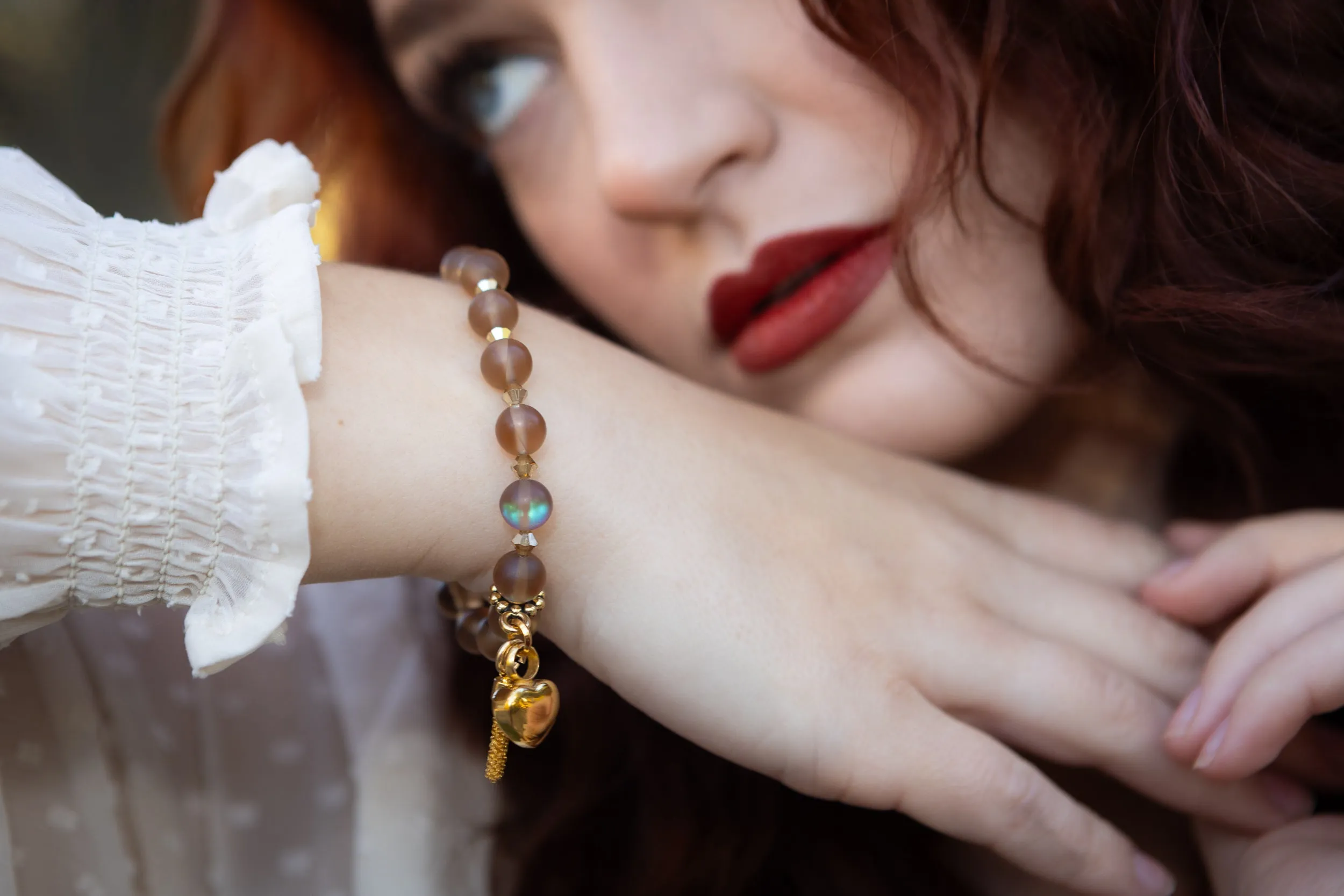 Mermaid Healing Bracelet with Heart Keepsake Urn Charm