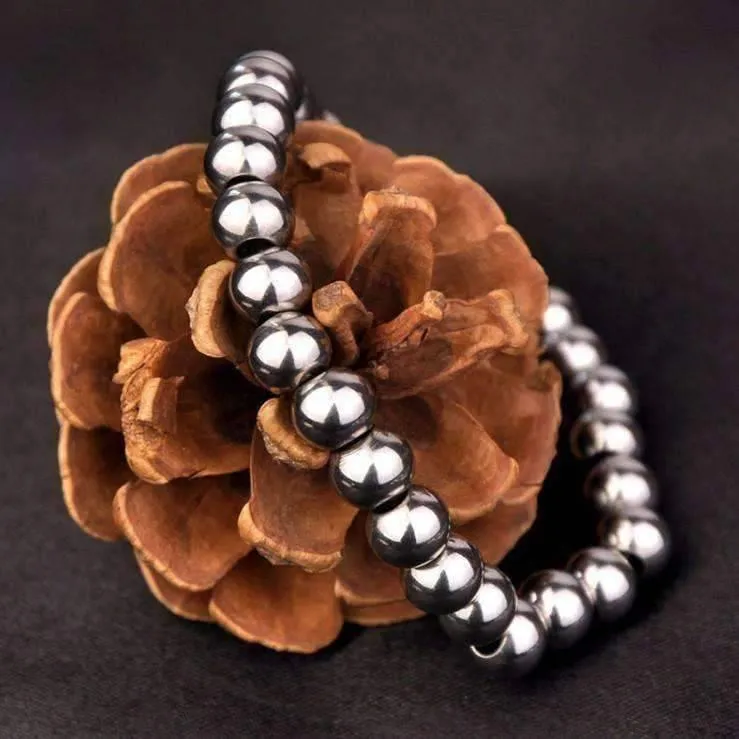 Meta Stainless Steel Stretch Bead Bracelet