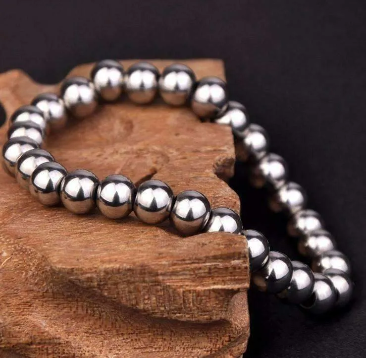 Meta Stainless Steel Stretch Bead Bracelet