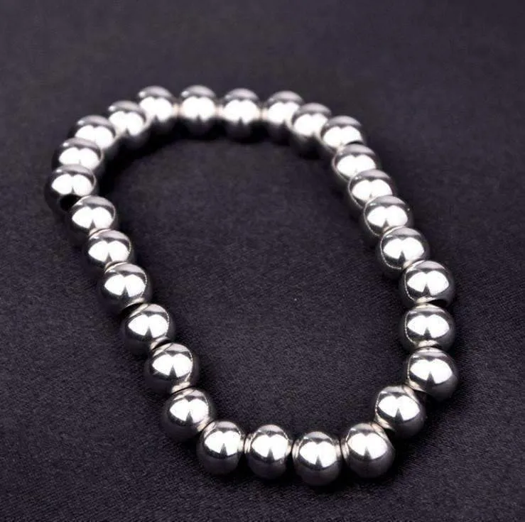 Meta Stainless Steel Stretch Bead Bracelet