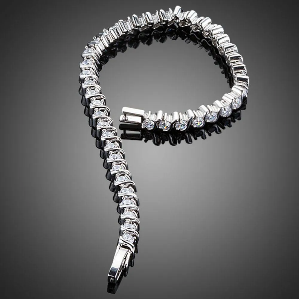 Micro Round Cubic Zircon Stone Bezel Setting Bracelet