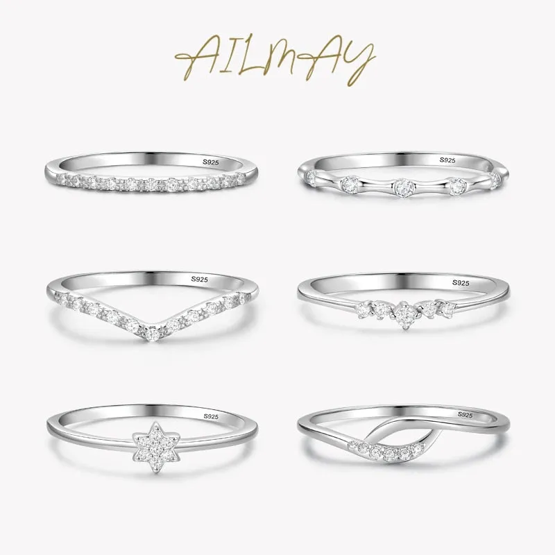 Minimalist Fine Silver Cubic Zirconia Rings for Women Gifts
