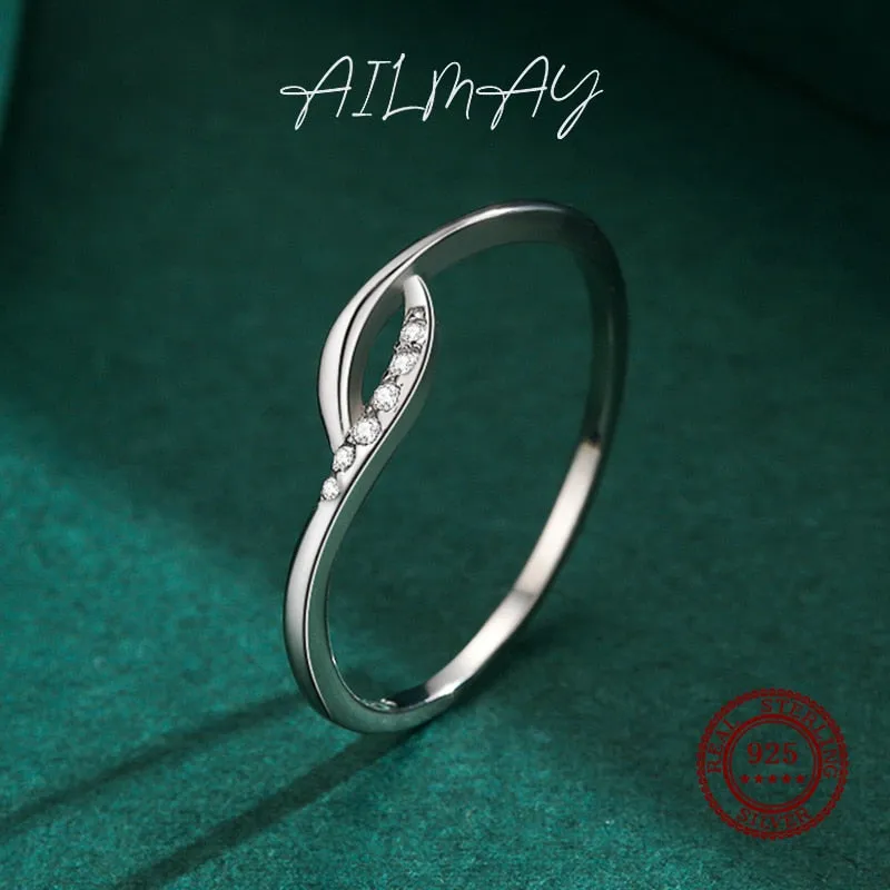Minimalist Fine Silver Cubic Zirconia Rings for Women Gifts