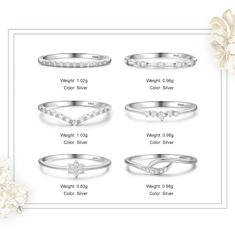 Minimalist Fine Silver Cubic Zirconia Rings for Women Gifts