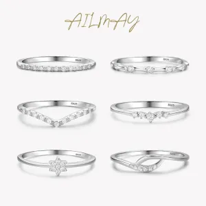 Minimalist Fine Silver Cubic Zirconia Rings for Women Gifts