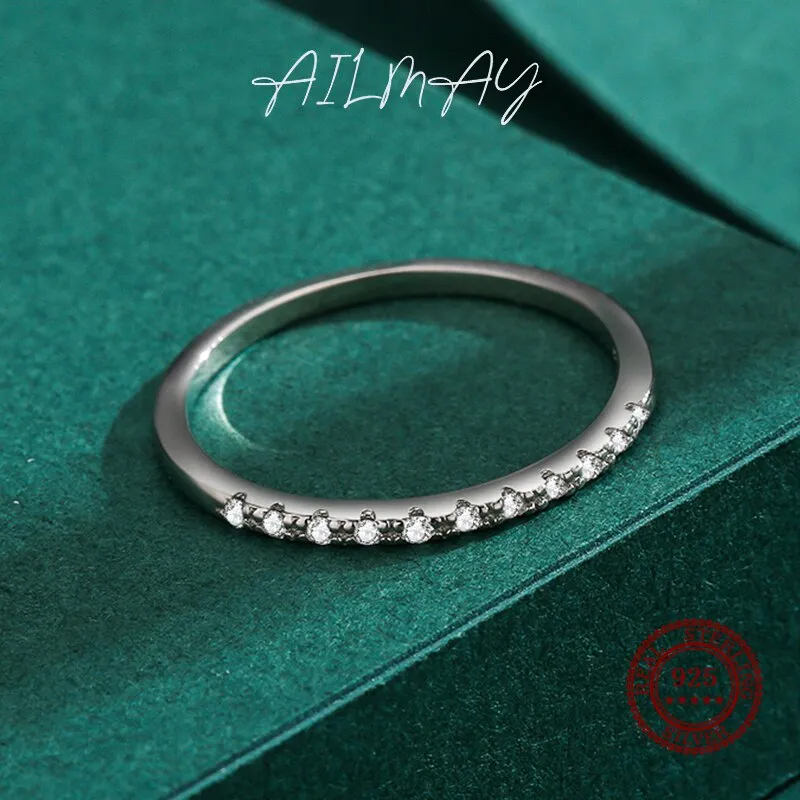 Minimalist Fine Silver Cubic Zirconia Rings for Women Gifts