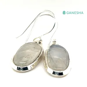 Moonstone Oval Earrings (925) Sterling Silver