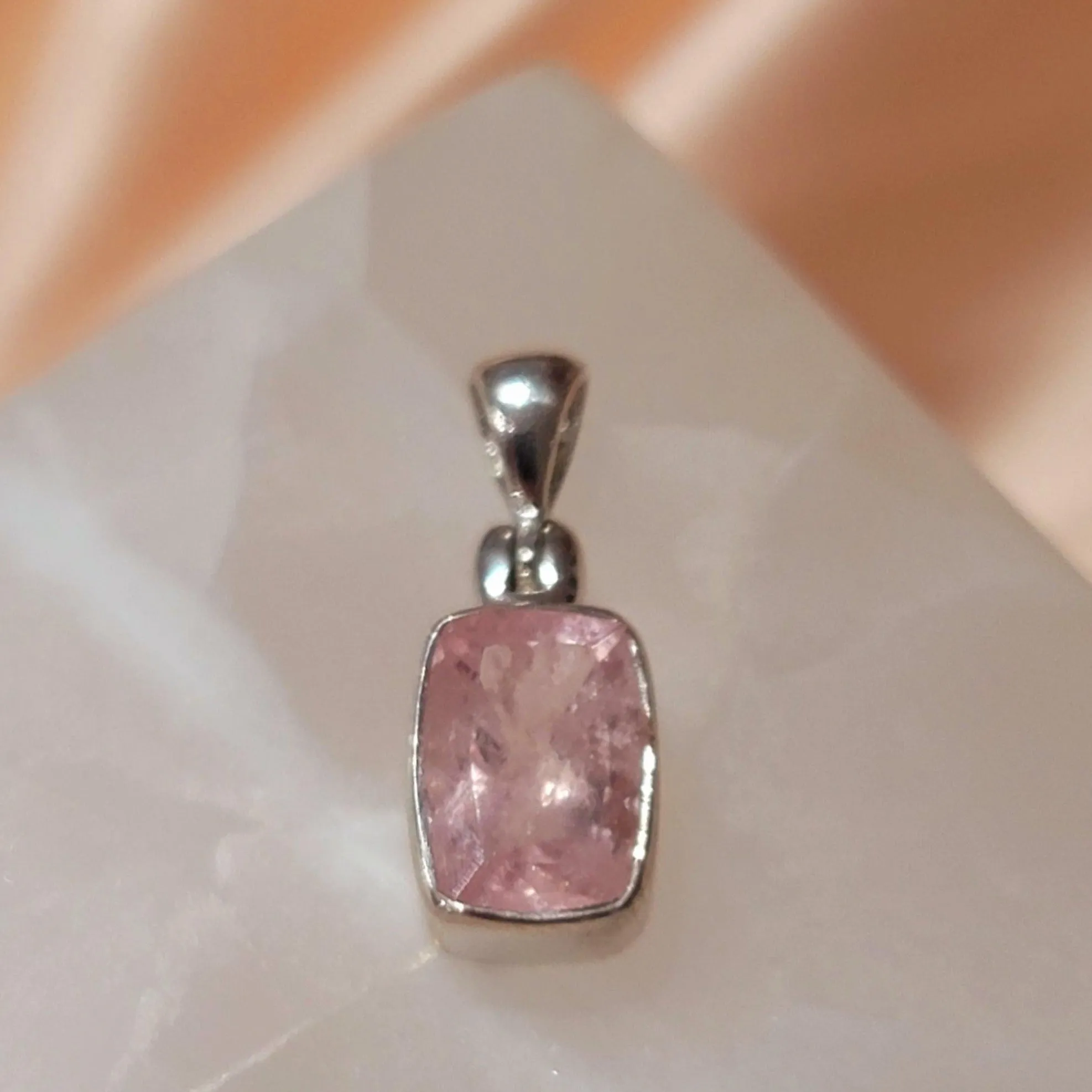 Morganite Pendant .925 Silver for Heart Healing and Love