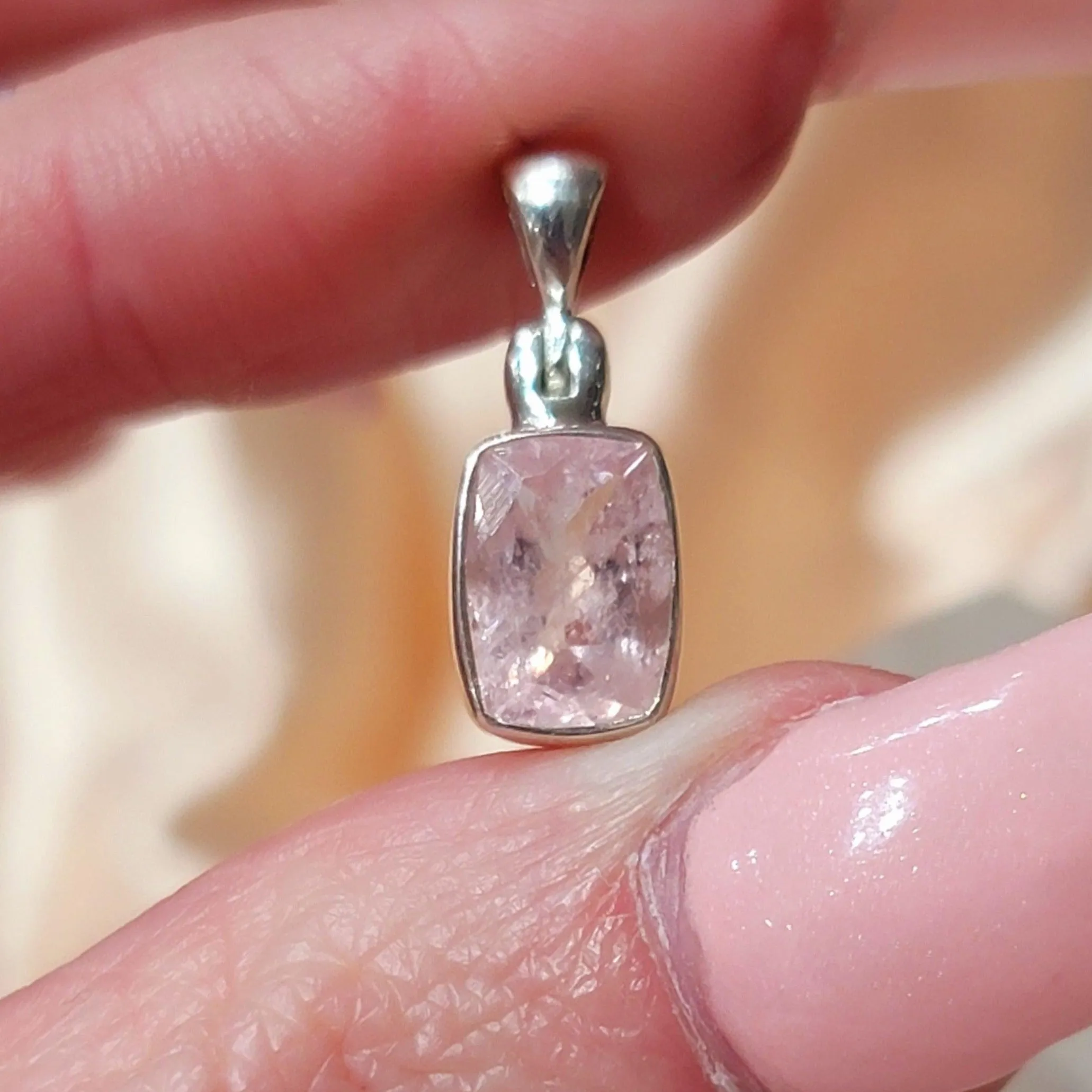 Morganite Pendant .925 Silver for Heart Healing and Love