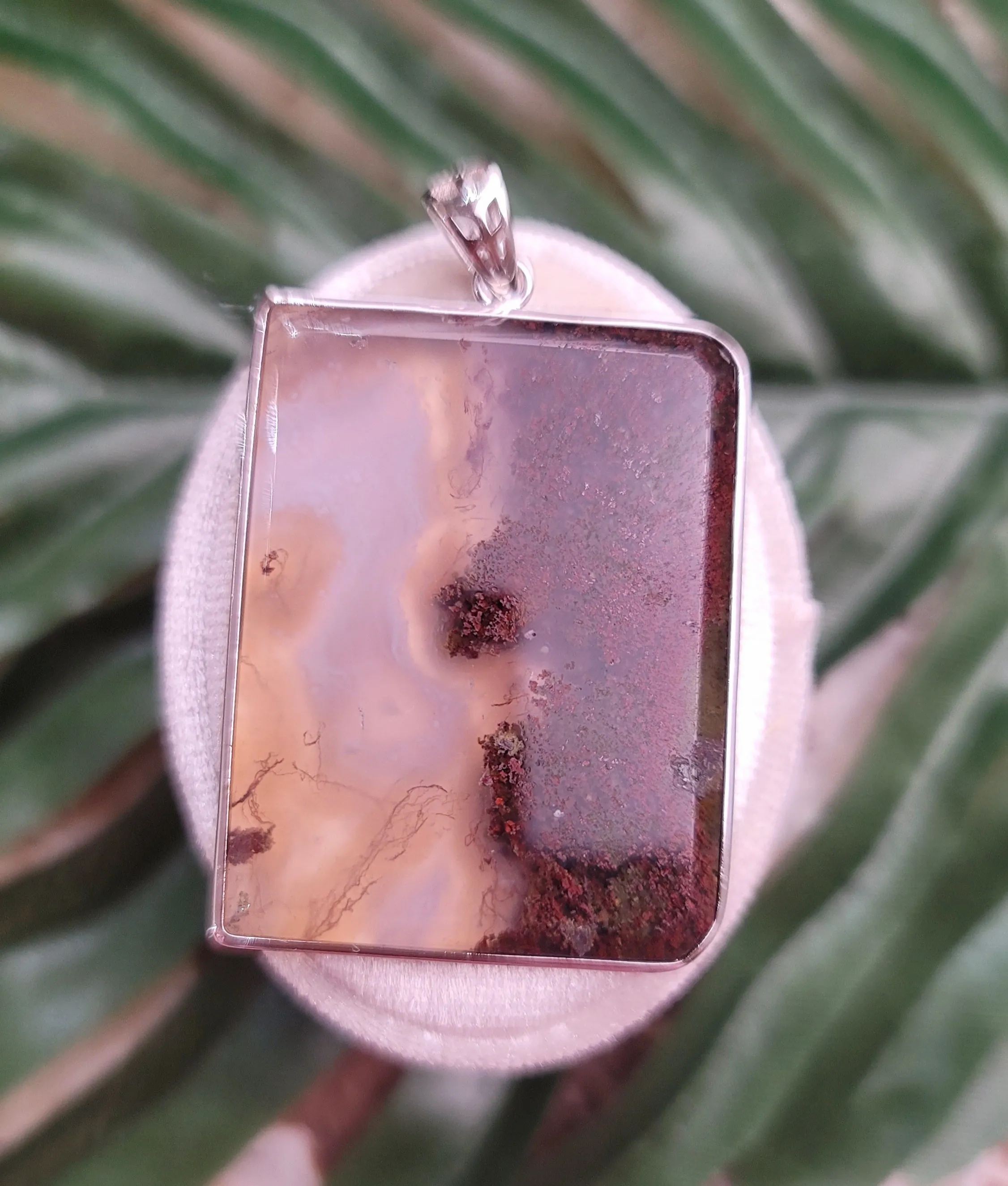 Moss Agate Pendant (High Quality) for Grounding and Manifesting .925 Sliver