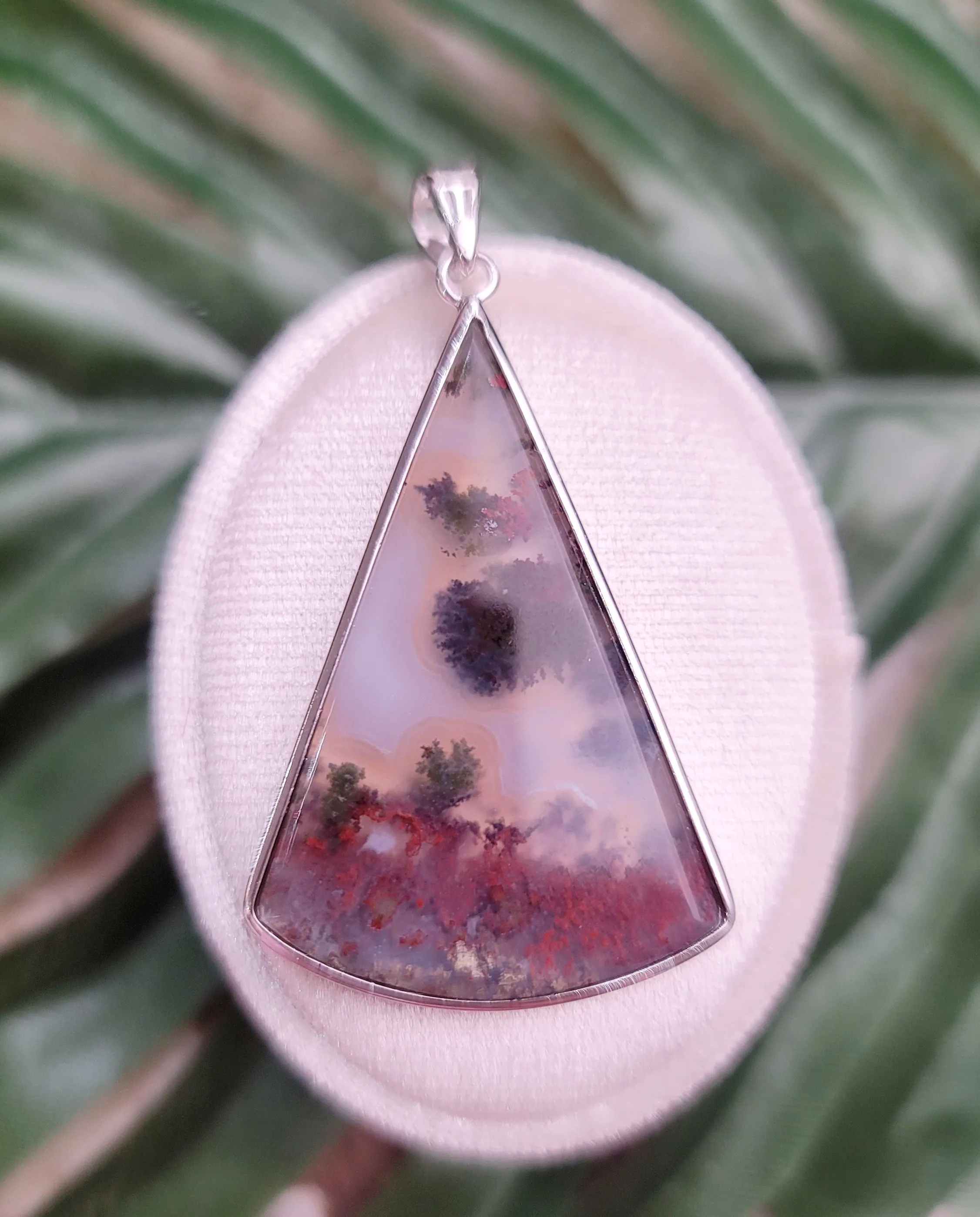 Moss Agate Pendant (High Quality) for Grounding and Manifesting .925 Sliver