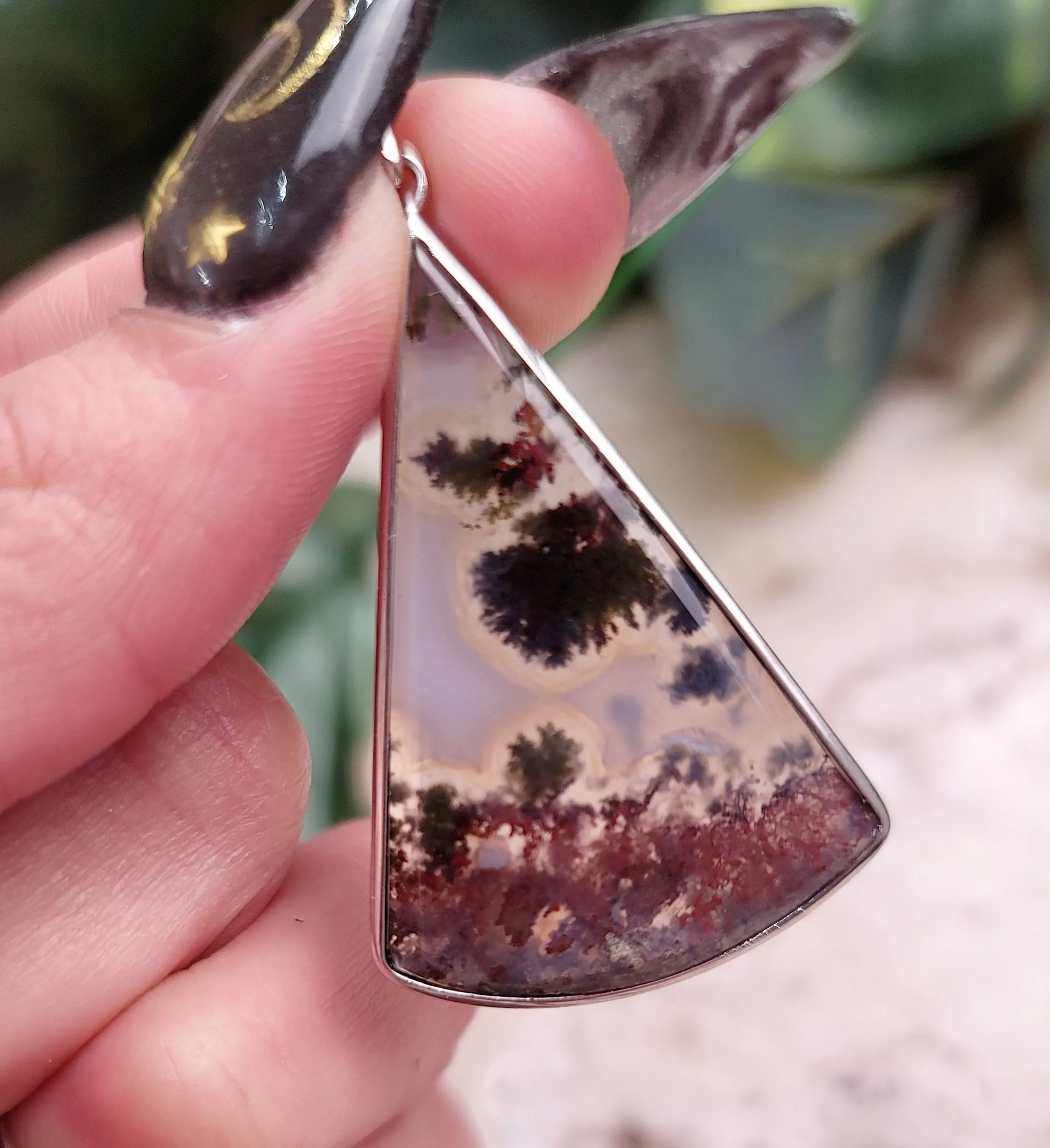 Moss Agate Pendant (High Quality) for Grounding and Manifesting .925 Sliver