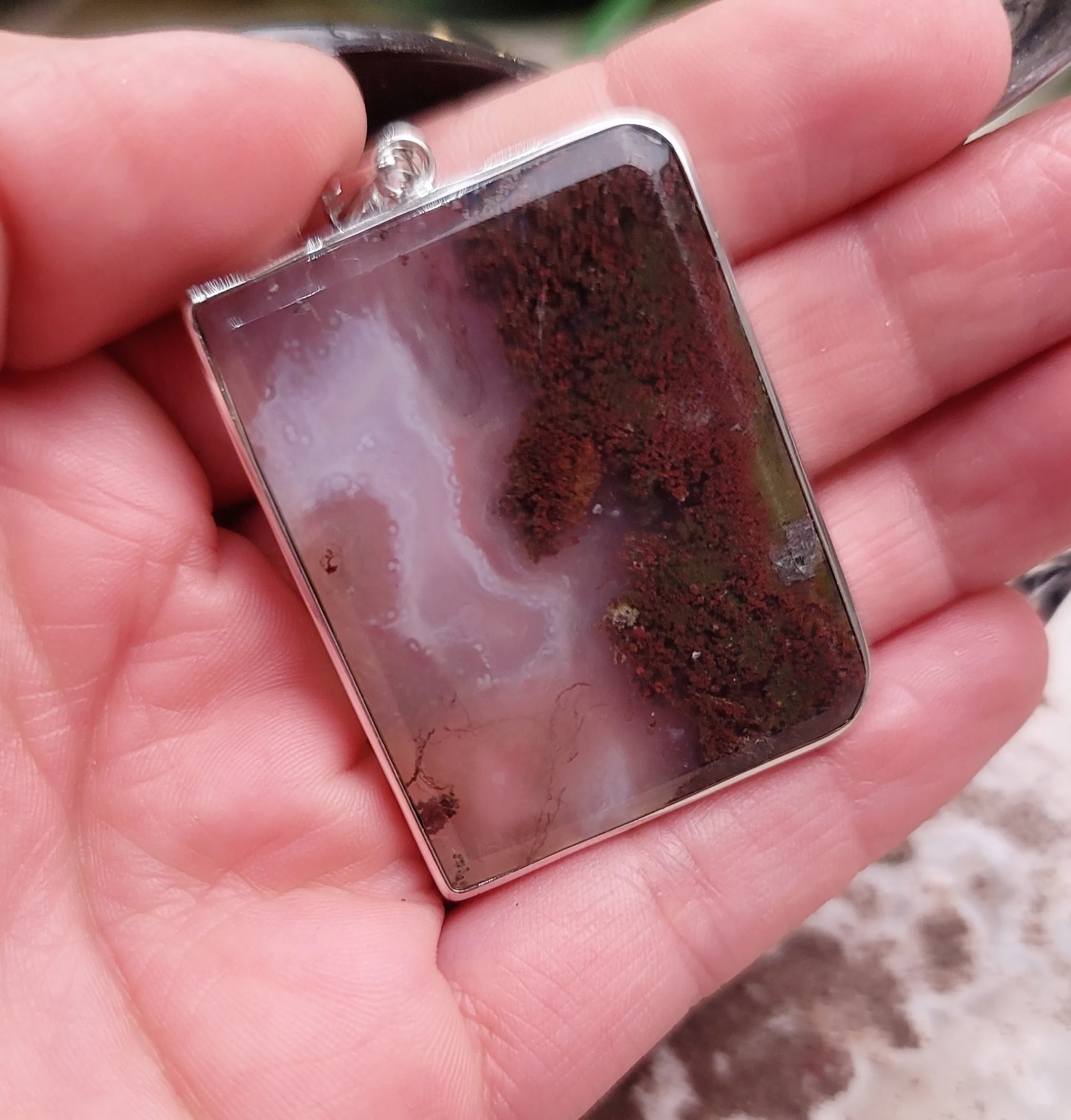 Moss Agate Pendant (High Quality) for Grounding and Manifesting .925 Sliver