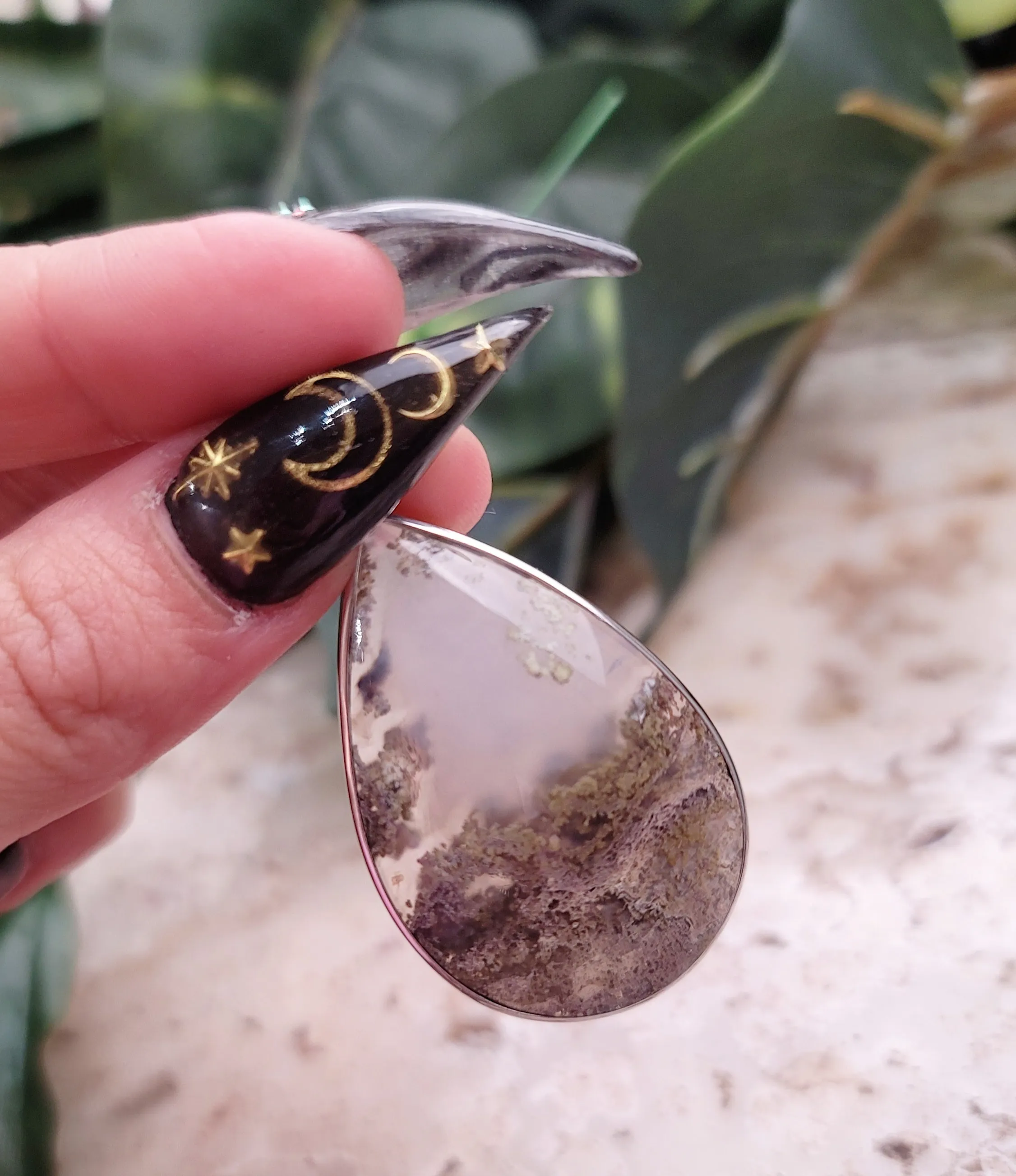 Moss Agate Pendant (High Quality) for Grounding and Manifesting .925 Sliver