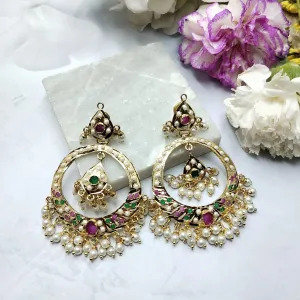 Nadia Jadau Chandbali Earrings - Multicolor