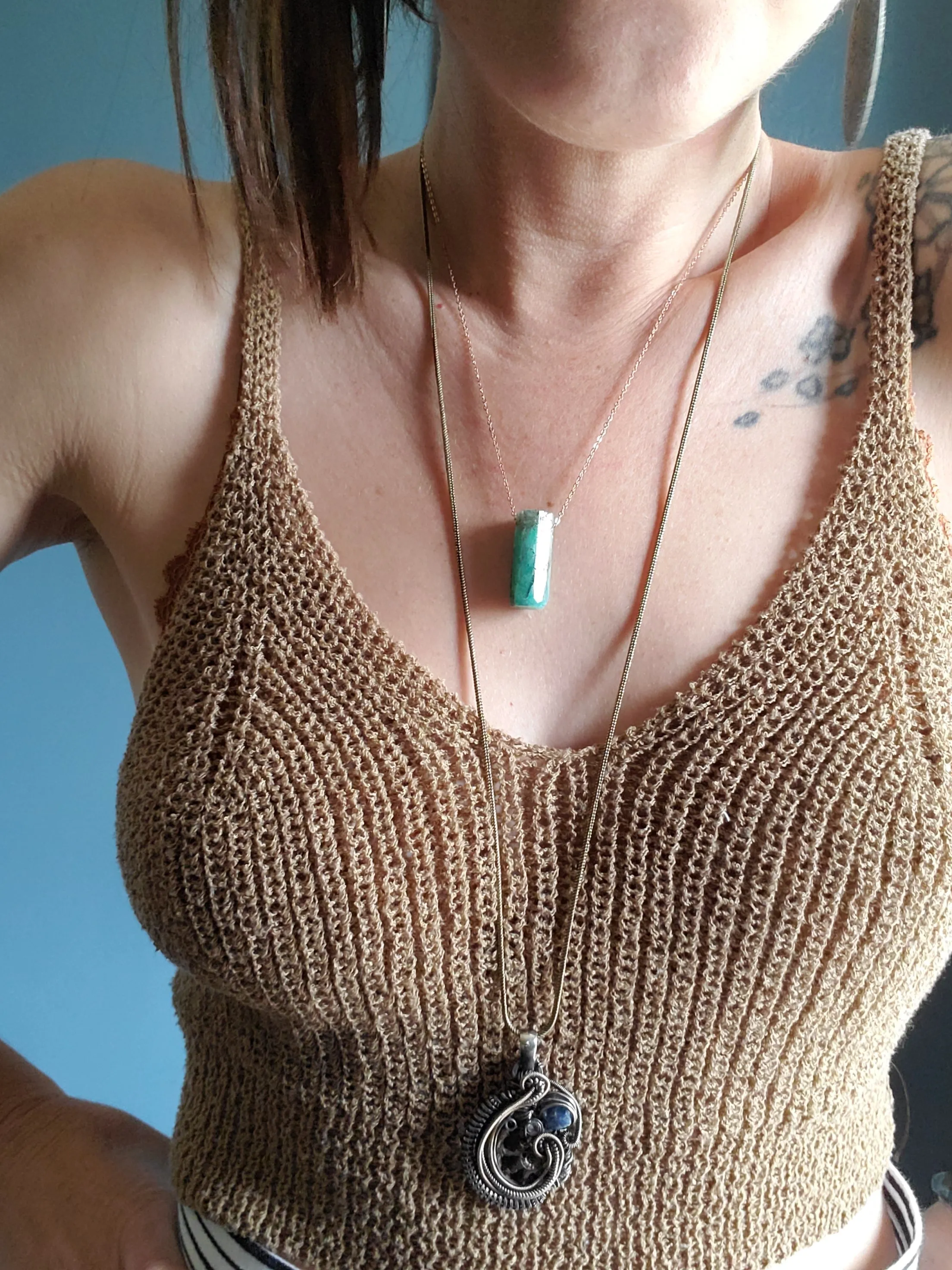 Natural Amazonite Smokey Quartz Pendants
