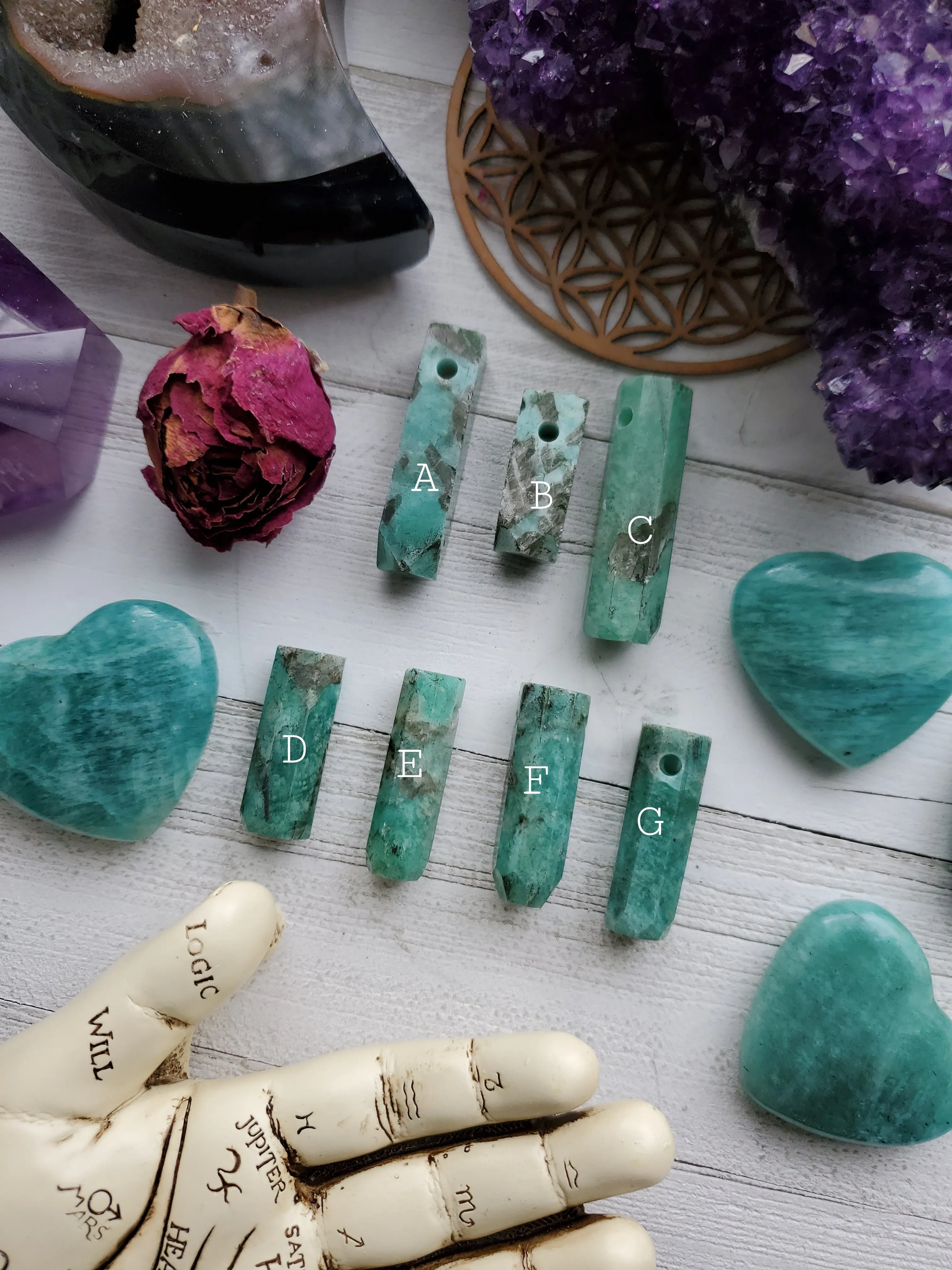 Natural Amazonite Smokey Quartz Pendants