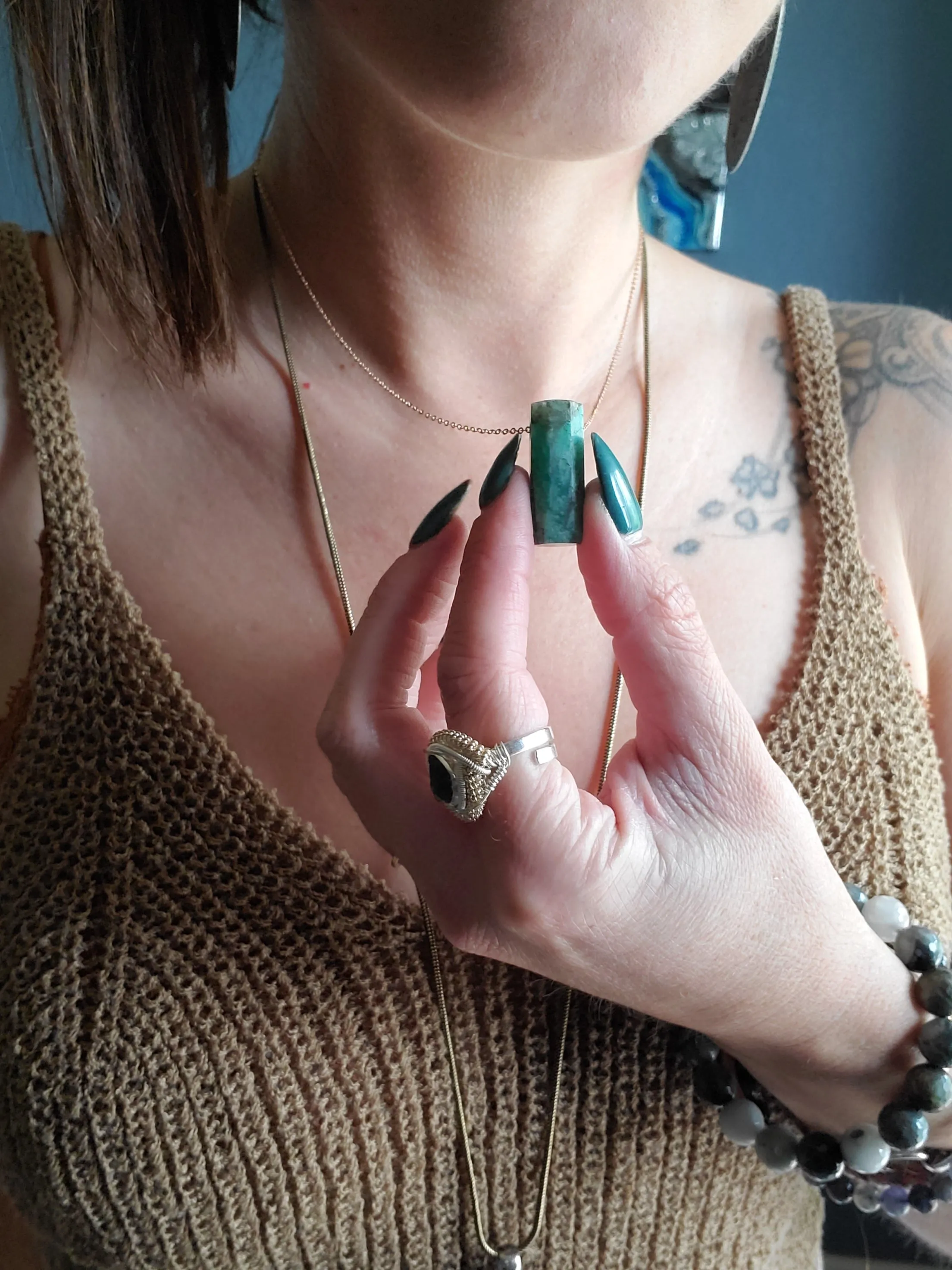 Natural Amazonite Smokey Quartz Pendants